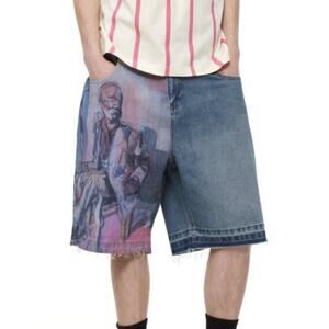 Rare Men’s Jorts Raw Hem Jean Shorts Custom Made Art To Wear Size XXL NWT (0735)